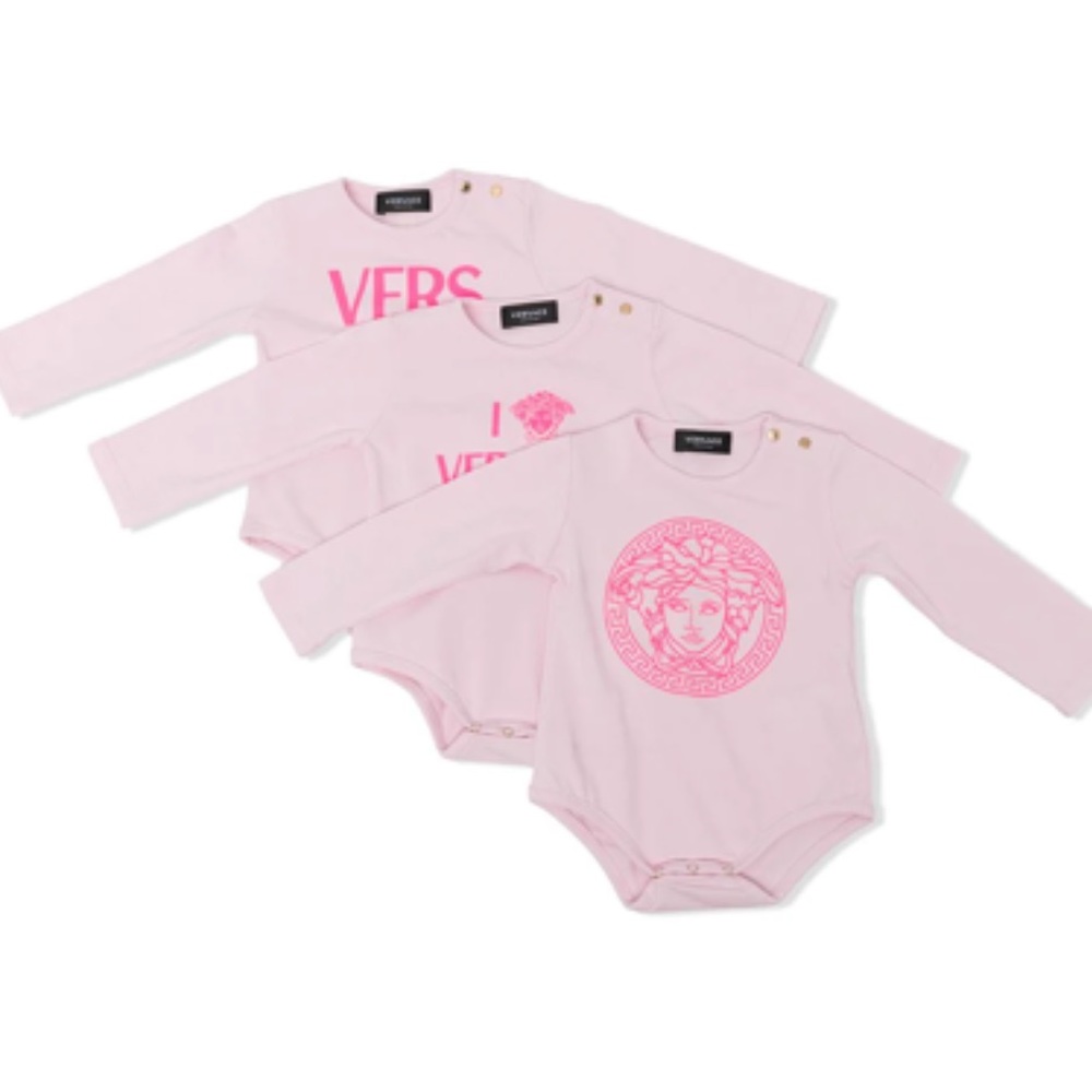 Authentic Versace Baby Three-Pack Pink Medusa Bodysuits